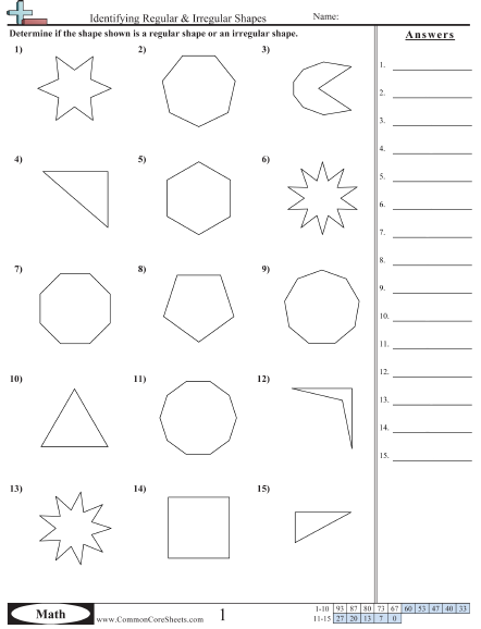 3.g.1 Worksheets - Identifying Regular and Irregular Polygons worksheet